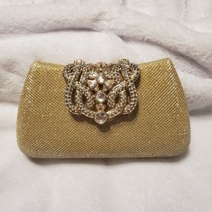 Gold rhinestone clutch